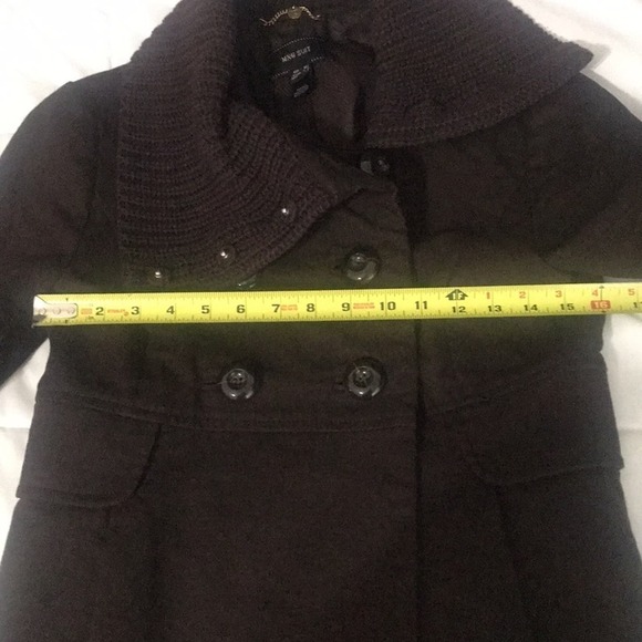 Mango Dark Brown Double Breasted Cotton Pea Coat Size Small - Picture 8 of 9